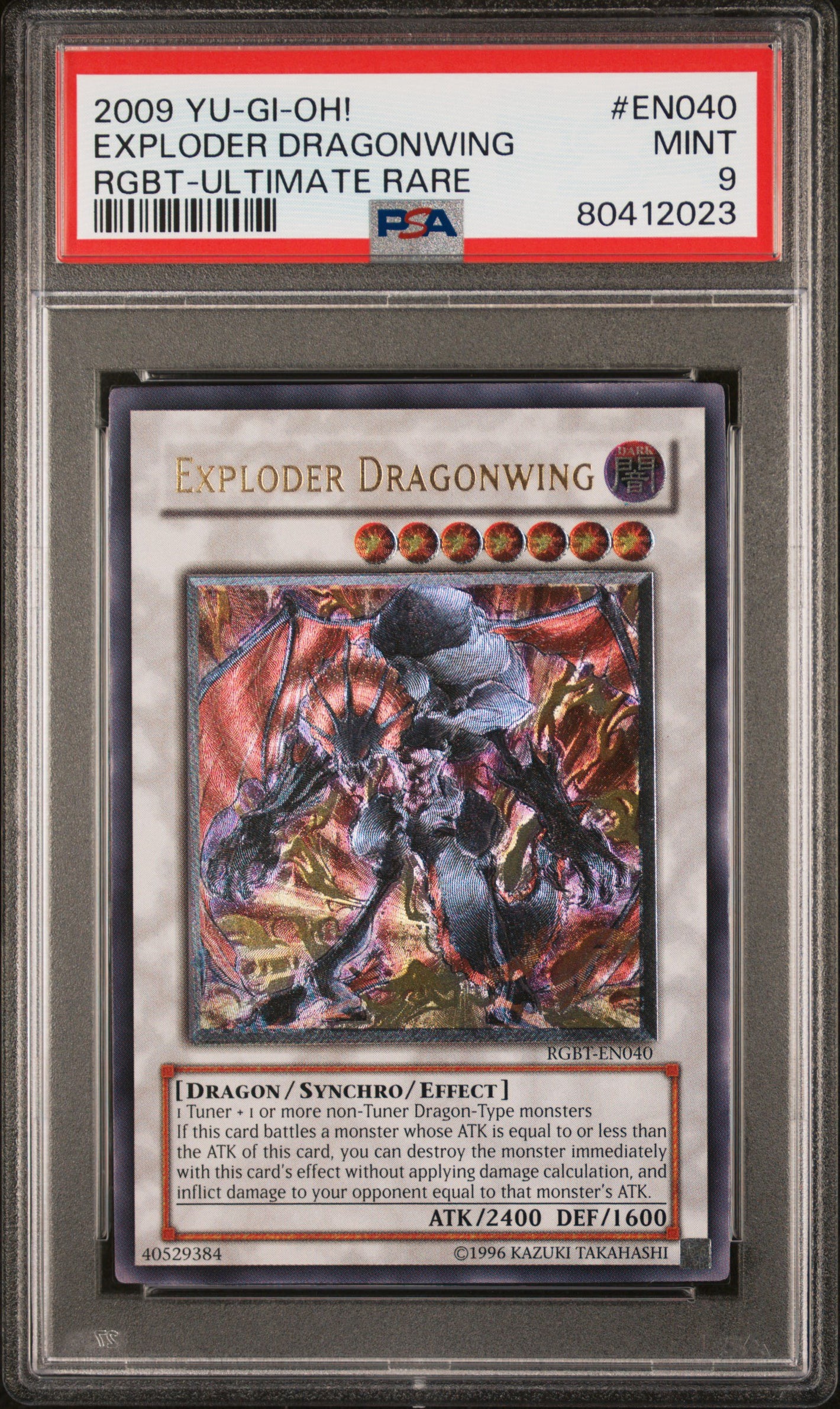 PSA 9 2009 YU-GI-OH! RGBT #EN040 EXPLODER DRAGONWING - ULTIMATE RARE