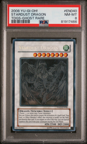 PSA 8 2008 YU-GI-OH! TDGS-THE DUELIST GENESIS #EN040 STARDUST DRAGON - GHOST RARE