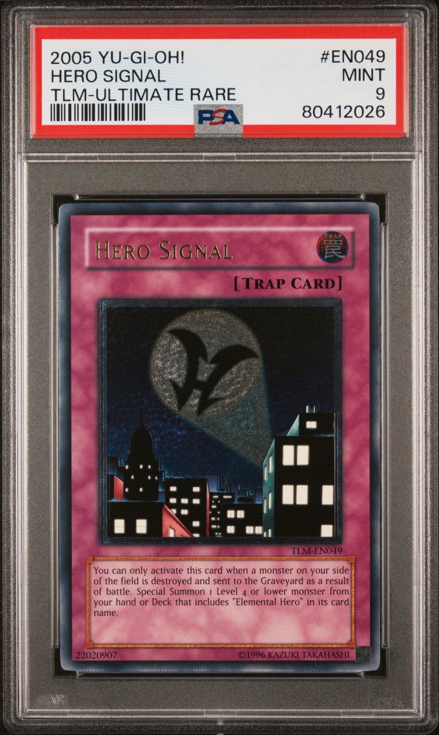 PSA 9 2005 YU-GI-OH! TLM-THE LOST MILLENNIUM #EN049 HERO SIGNAL - ULTIMATE RARE