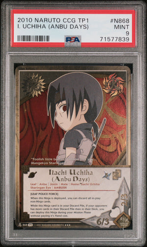 PSA 9 2010 NARUTO CCG TOURNAMENT PACK 1 #N868 ITACHI UCHIHA - 1ST EDITION (POP 2)
