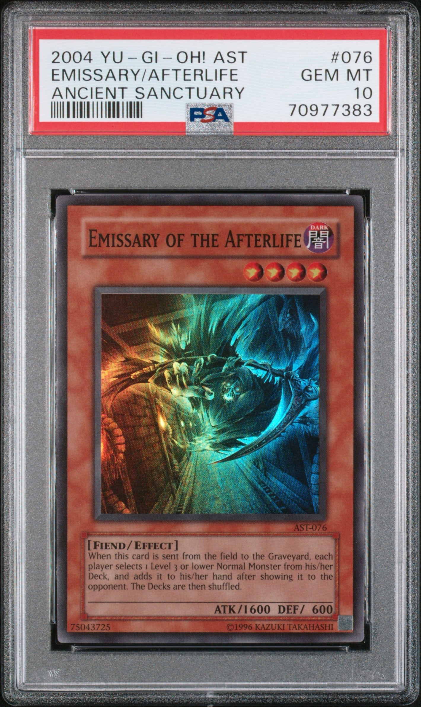 PSA 10 2004 YU-GI-OH! AST -ANCIENT SANCTUARY #076 EMISSARY OF THE AFTERLIFE (POP 5)