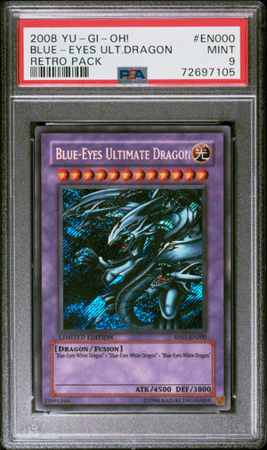 PSA 9 2008 YU-GI-OH! RETRO PACK #EN000 BLUE-EYES ULTIMATE DRAGON - SECRET RARE