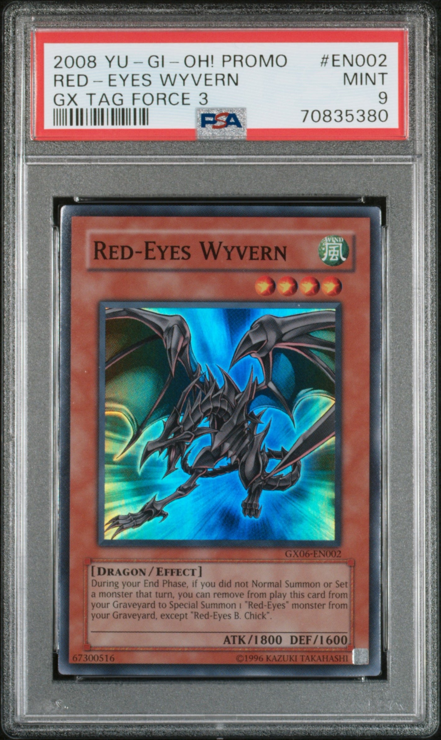 PSA 9 2008 YU-GI-OH! PROMO #EN002 RED-EYES WYVERN - GX TAG FORCE 3 (POP 6)